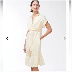 NWT Chico's Black Label Poplin Big Bow Shirt Dress Cream Butter Yellow Women XL